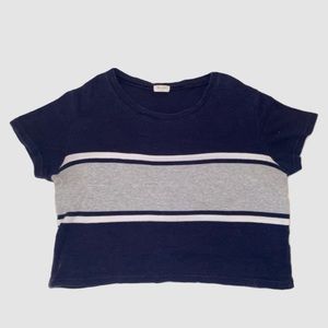 BRANDY MELVILLE JOHN GALT BLUE/WHITE/GREY T-SHIRT SIZE S